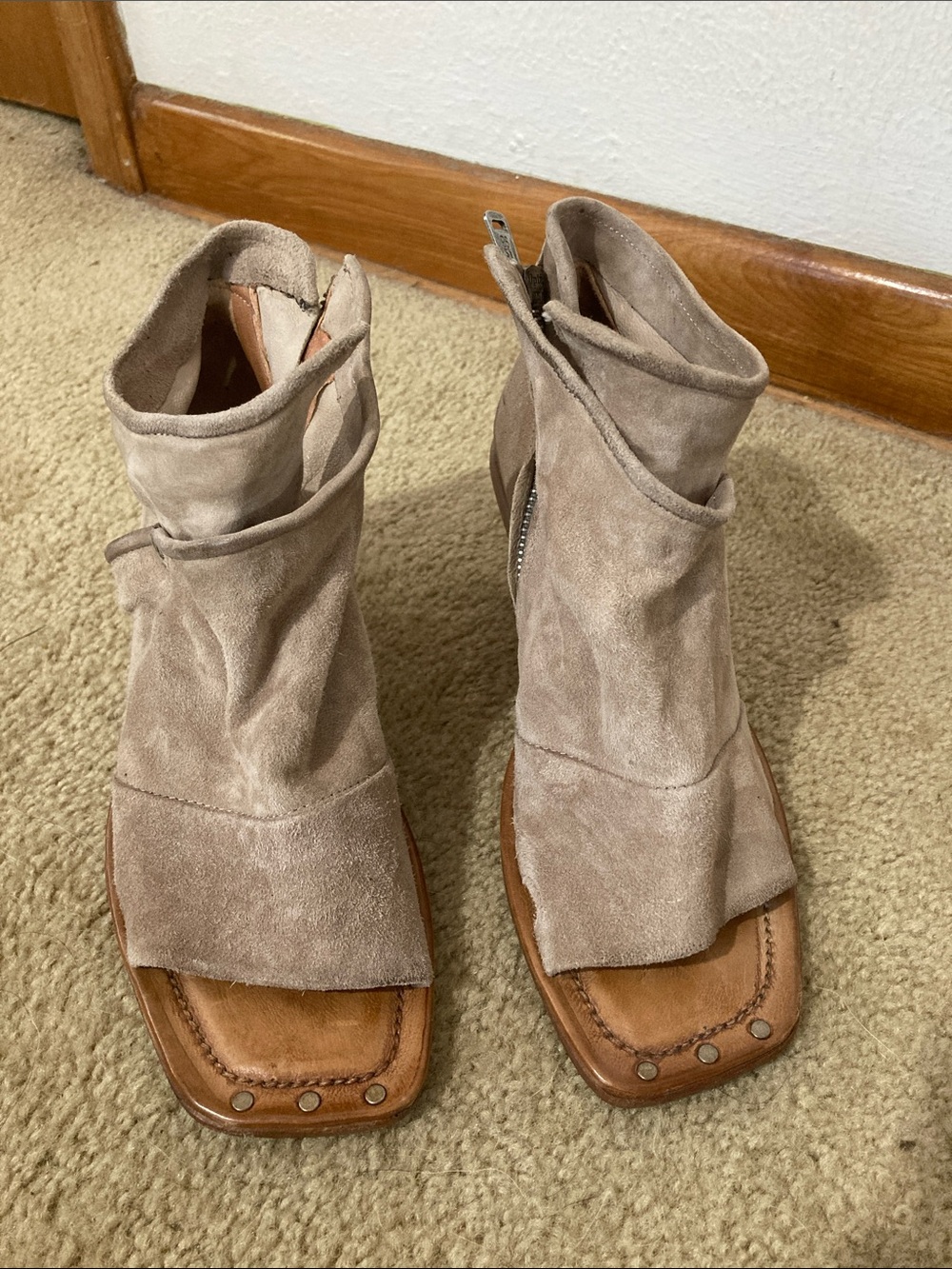 A.S.98 Tan Suede Sandals Size 7 - Picture 1 of 7